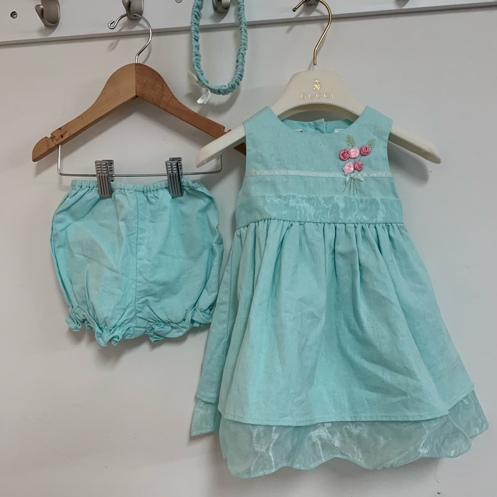 Vintage Baby Linen Dress Set - Picture 2 of 5